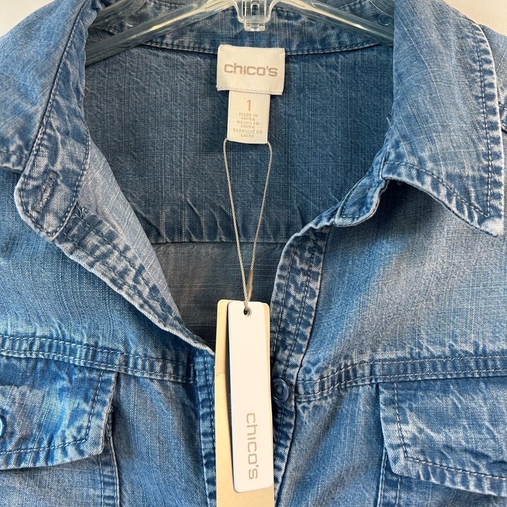NWT Chicos Blue Denim Shirt - Picture 5 of 6